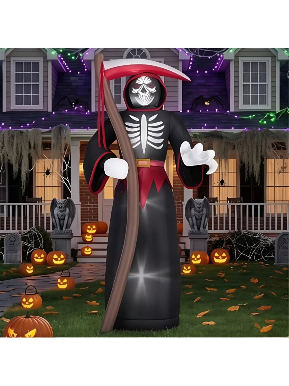 8FT Halloween Inflatables Outdoor, Giant Grim Reaper Blow Up Yard Decor
